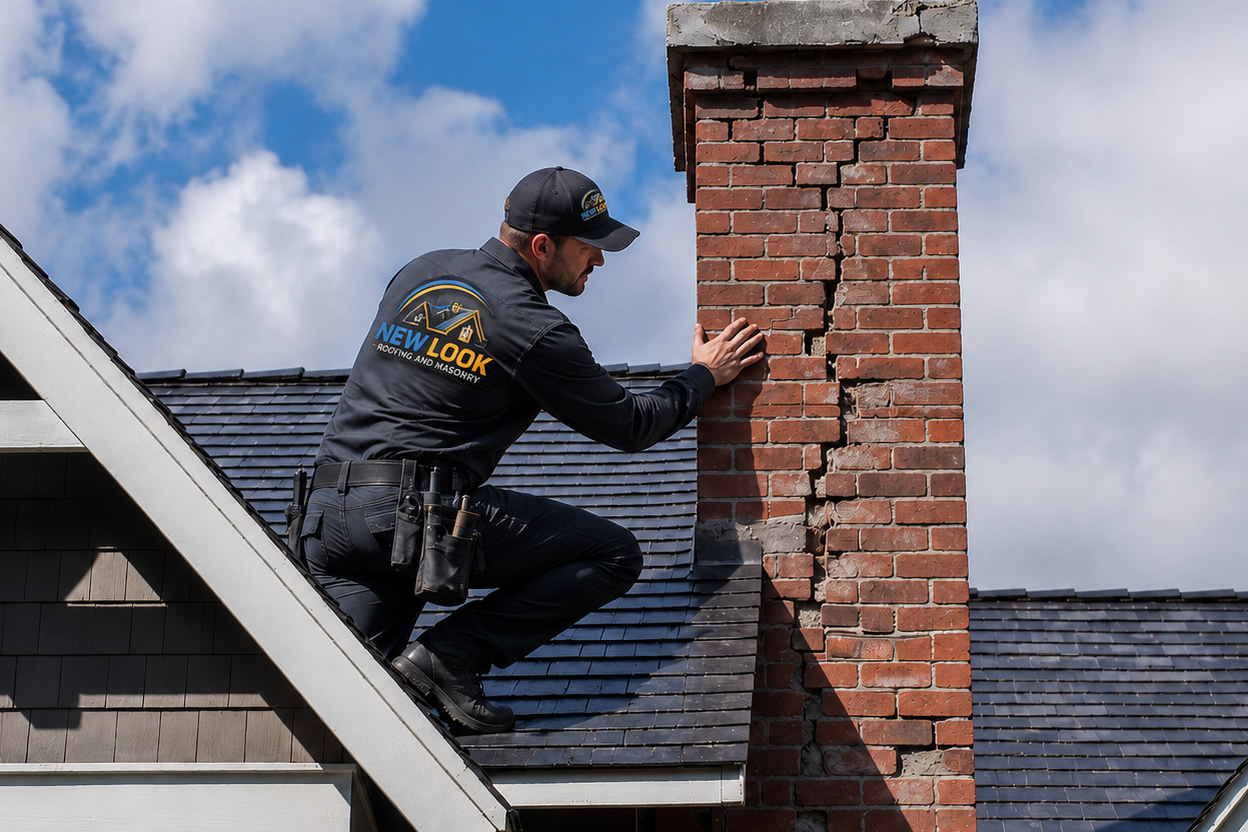 Chimney flashing and roofline